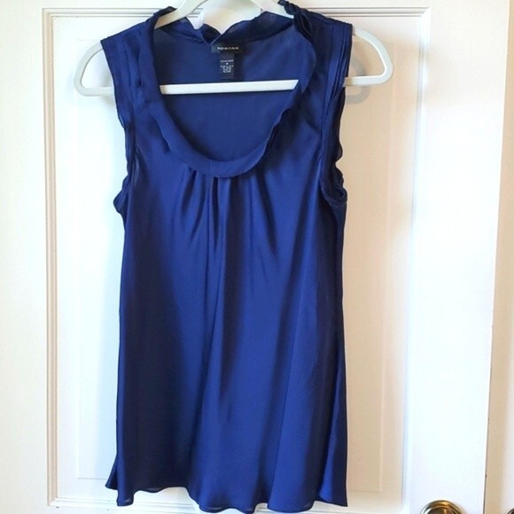 SPENSE BLUE SATIN BIAS CUT SLEEVELESS BLOUSE SIZE MEDIUM - Picture 1 of 7